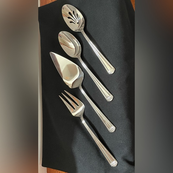 Lenox METROPOLITAN 18/10 Glossy NEW Server Set of 4: Fork,2 Spoons, Pie Pastry - Picture 2 of 14